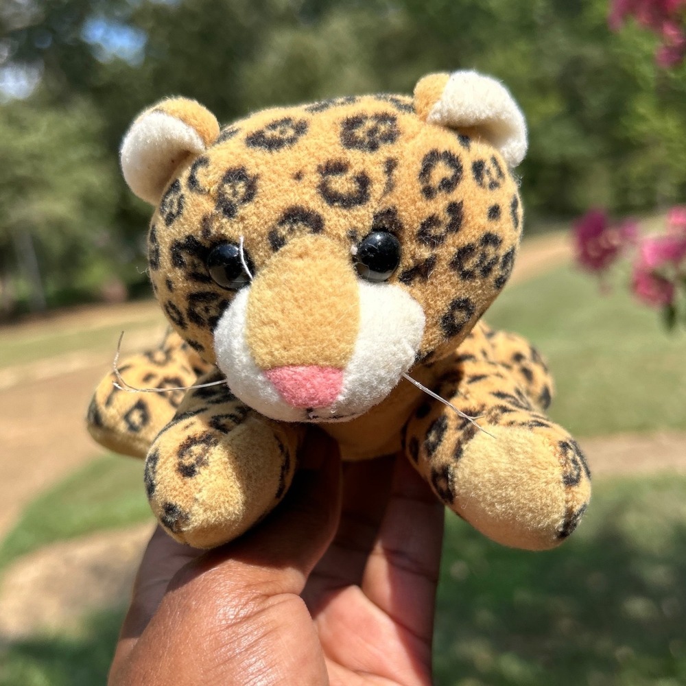 Plush Creations Leopard Plush Toy Small Bean Bag Vtg Leo 6' stuffed animal 90s